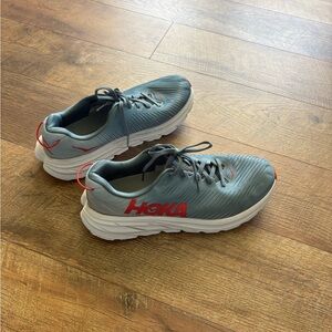 Hoka Bluish Gray and Red Athletic Shoes.  Men’s 10D.  Only worked a few times.